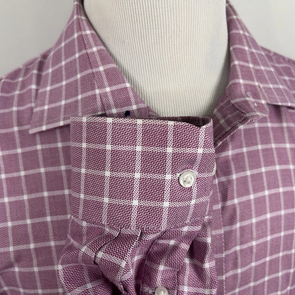 Camisa de Vestir Nordstrom 17.5 37/38 Ajuste Tradicional Tecnología Inteligente Roja Blanca a Cuadros Foto 4 de 4