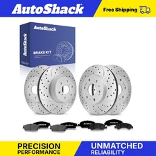 Front Rear Drilled Slotted Brake Rotors Premium Ceramic Pads for GMC Yukon