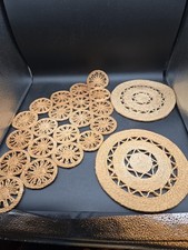 JUTE TABLE MAT with 20 Round Mats Connected Together~20.5" x 11" Pot Holders