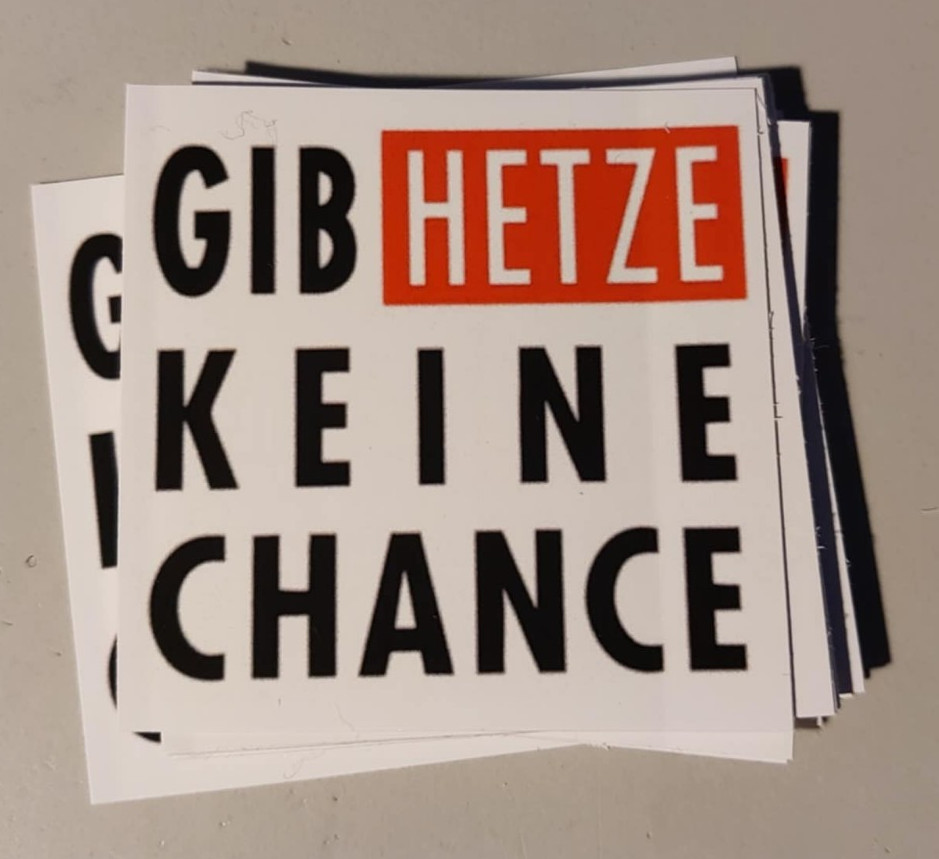 50 x Aufkleber gegen rechts - Gib Hetzte keine Chance 5 cm