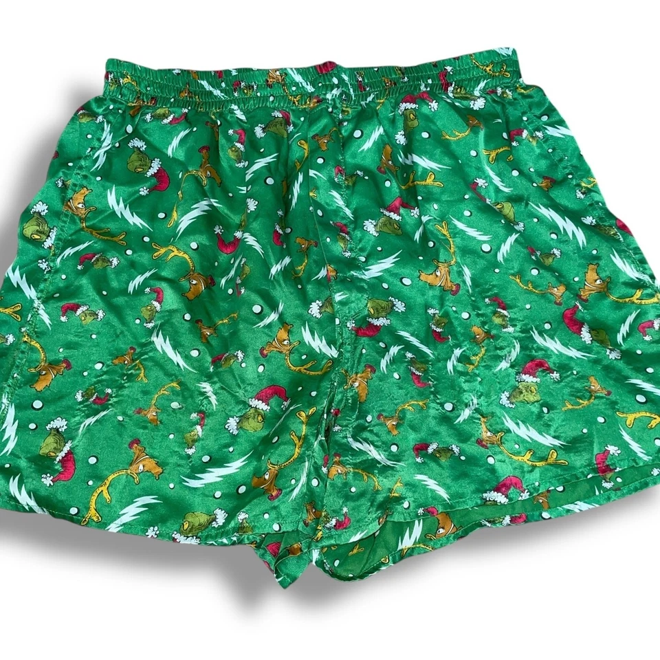 Calzoncillos boxer medianos vintage Dr Seuss Grinch para hombre 100 % seda estola Navidad 1994 Foto 3 de 4