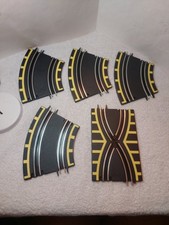 Lot Of 5 Double Slot Car Track Sections: 1 Cross Track  4 Curved READ 