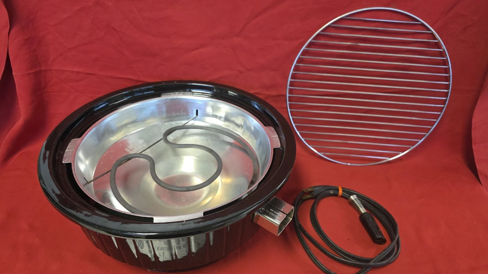 Rival Crock Grill Smokeless Round Indoor Electric Black #5750 TESTED WORKS 925W
