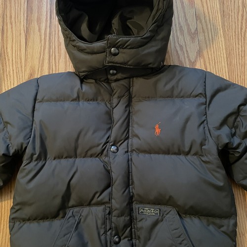 Polo Ralph Lauren Down Hooded Puffer Jacket Coat Youth Boys Size 6 - Olive Green - Picture 4 of 7