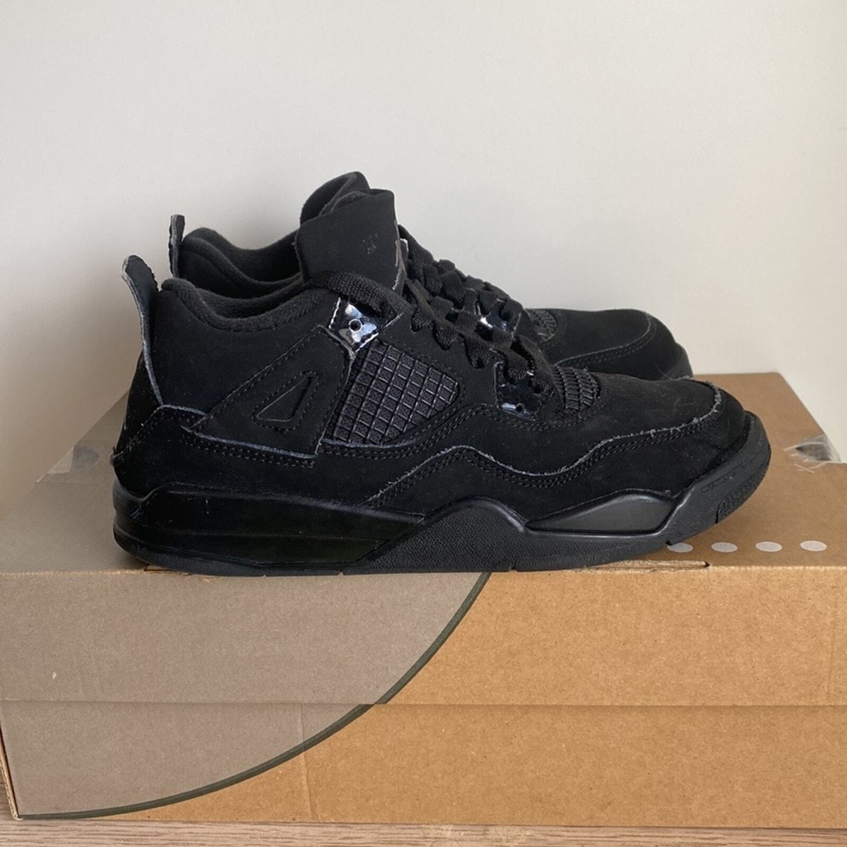 Nike Air Jordan 4 Retro 'Black Cat' Kids Sneakers BQ7669-010- SZ 3