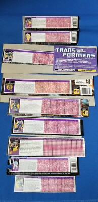 Vintage G1 Transformers Tech Specs  Decoders Box Panel Lot of 9 Decepticon 