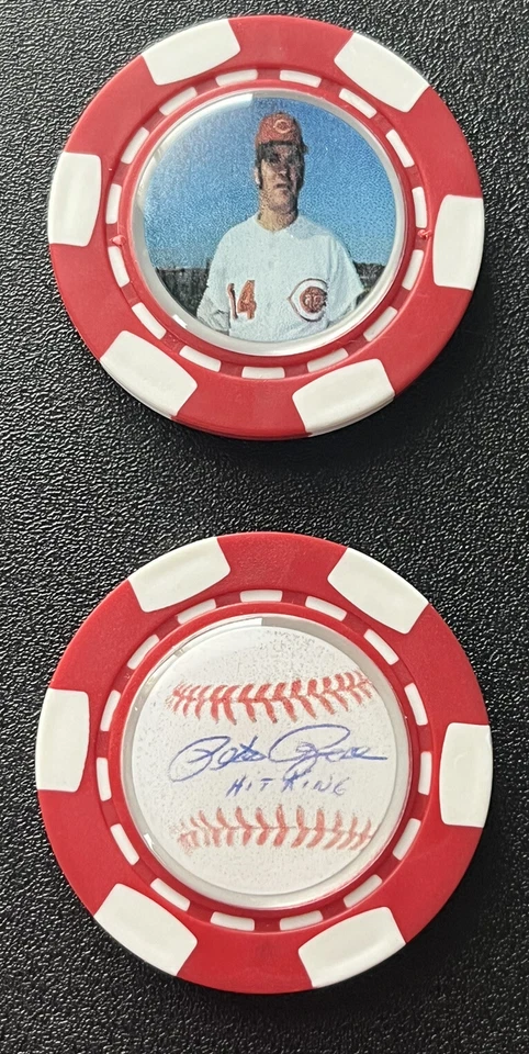 * Новый бейсбол красный легенда Пит Роуз Hit King * подписанный * чип мяч маркер сувенир - Изображение 2 из 2