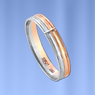 Russisches Gold 585 Ehering,Trauring, Ehering, Verlobungsring 3,5 mm BICOLOR