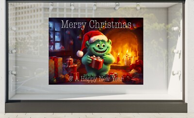 Shop Poster Druck laminiert süß Grinch Thema Hintergrund Szene Setter beliebiger Text