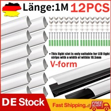 12x 1m LED Aluminium Profil Alu Schiene Decke für LED Streifen Leiste V Form DE
