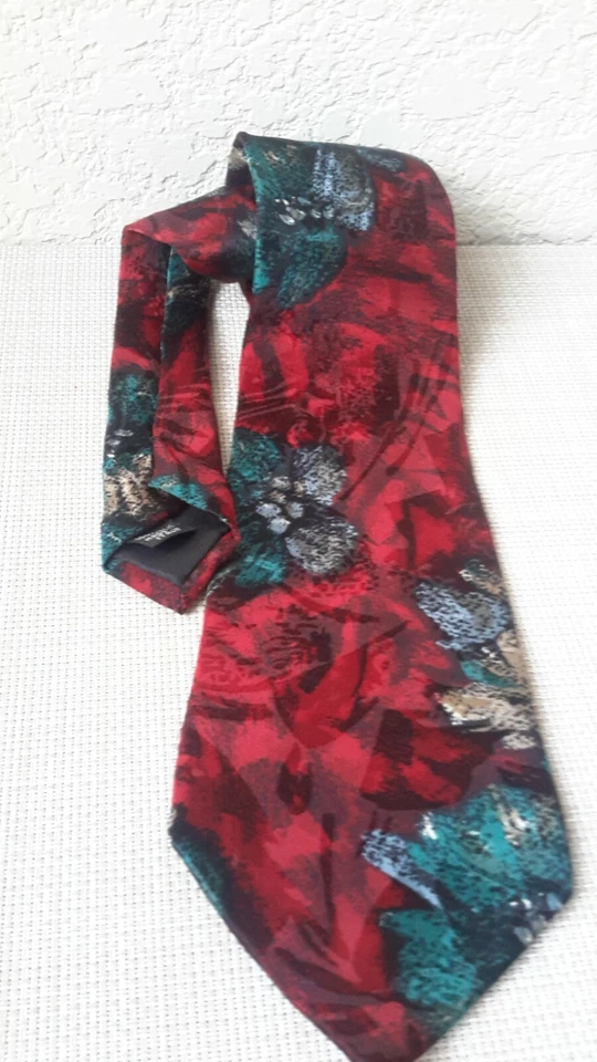 Corbata Austin Gris Hecha en Italia 100% Seda Para Hombre Roja/Azul Vacaciones Usada Foto 3 de 4