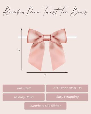60 Pack Rose Gold Twist Tie Bows 3