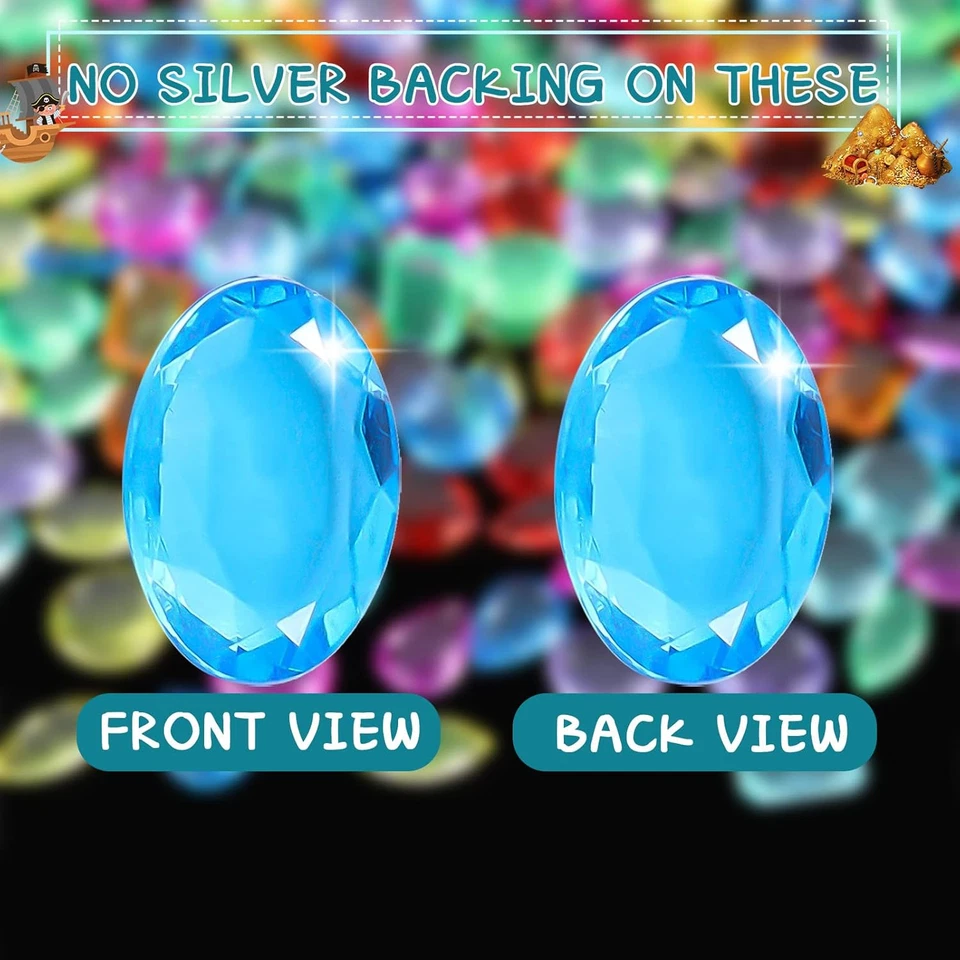 100 Piezas Gemas de Juguete Pirata Tesoro Joyas Brillantes Diamantes Jumbo Acrílico Grande Falso  Foto 2 de 4