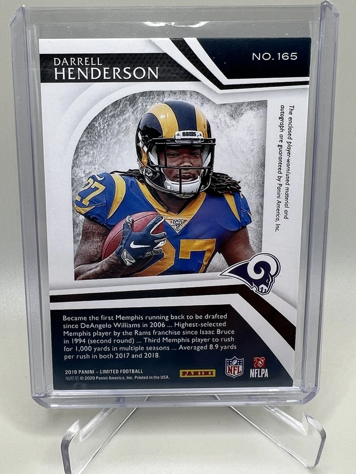 2019 Panini Limited Variations 095/199 Darrell Henderson Rookie Patch Auto RC 🔥 - Image 4 of 4