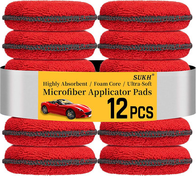 12 Pack Microfiber Foam Car Wax Applicator Pad - Foam Applicator Pads Detailing 
