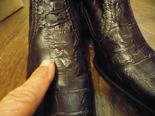 Bass Baylee Faux Patent Leather Brown Croc 2.5" Heel Ankle Boots sz 11 ISSUES! - Picture 4 of 11