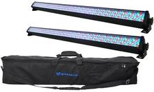 (2) Rockville ROCKSTRIP 252 LED DMX RGB Color Strip DJ Wash Up Light Bars+Bag