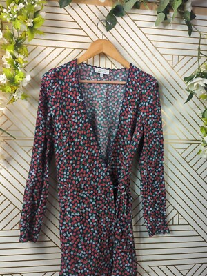 strawberry dress long sleeve & OTHER STORIES Women's Strawberry Long Sleeve Wrap Dress Scallop Trim Size  36