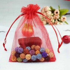 10pcs Plain Red Organza Gift Bags Jewelry Bags- Wedding Party Favor