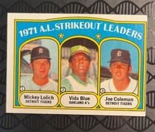 1972 Topps Baseball #96 AL Strikeout Leaders - EX