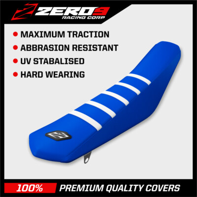 Yamaha PW50 Ribbed Gripper Seat Cover: PW50 1985-2025 BLU/BLU/WHI