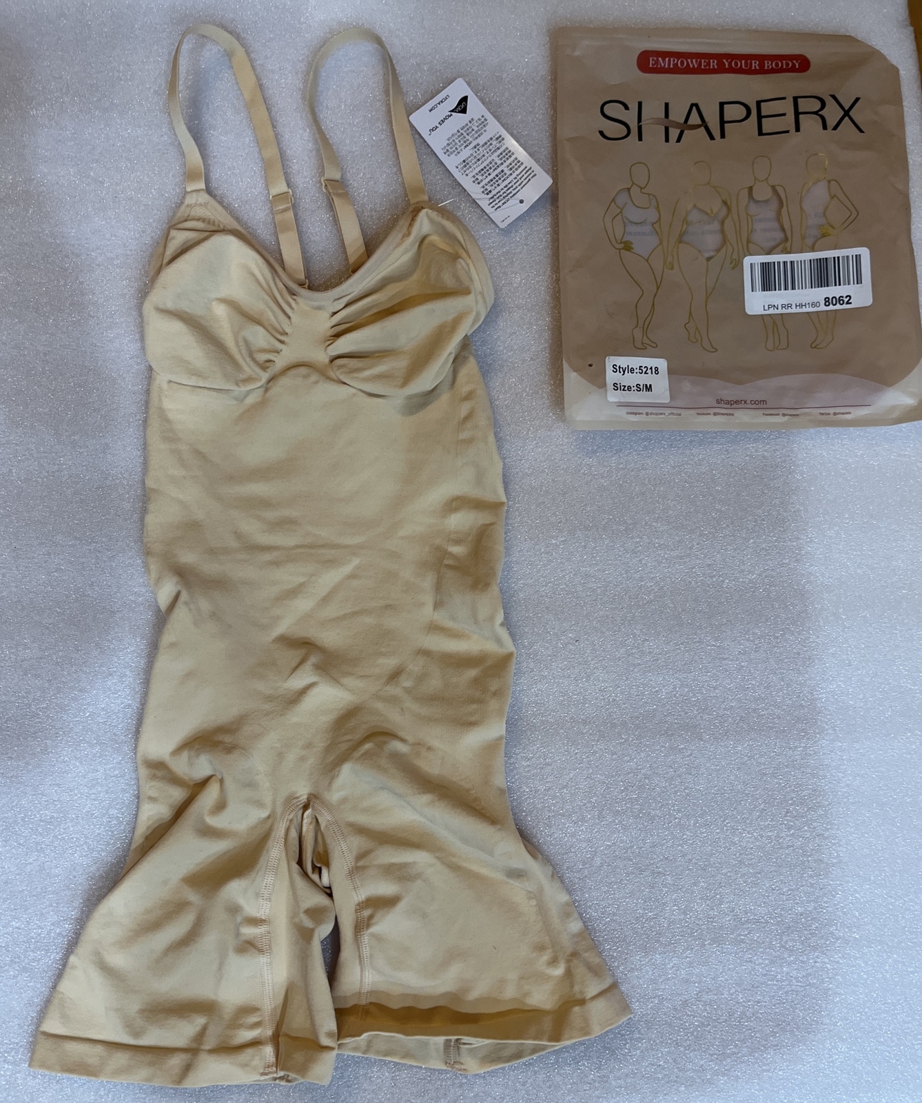 SHAFERX Tummy Control Shapewear Bodysuit Tan Size S/M New Slimming Comfort Fit-image