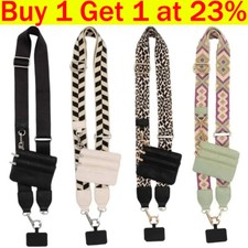 Phone Strap with Zipper Wallet Pouch Adjustable Cross Body Phone Lanyard Charms