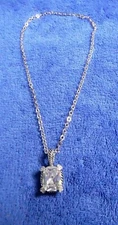 (#327) LARGE CUBIC ZIRCONIA PENDANT NECKLACE 18" LONG