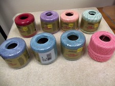 MIXED LOT OF 8 - CROCHET THREAD - J P COATS COTTON KNIT-CRO-SHEEN - 150 YARDS
