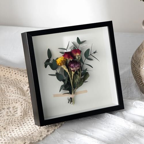 Shadow Box Frame 5x5 with Linen Back, Pine Wooden Frame with 5