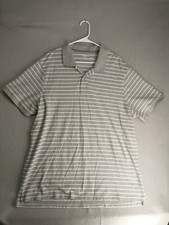 Old Navy Mens Polo Shirt XXL Gray Striped Short Sleeve Collared Casual Pullover