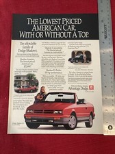 Dodge Shadow Es Turbo Car 1991 Print Ad