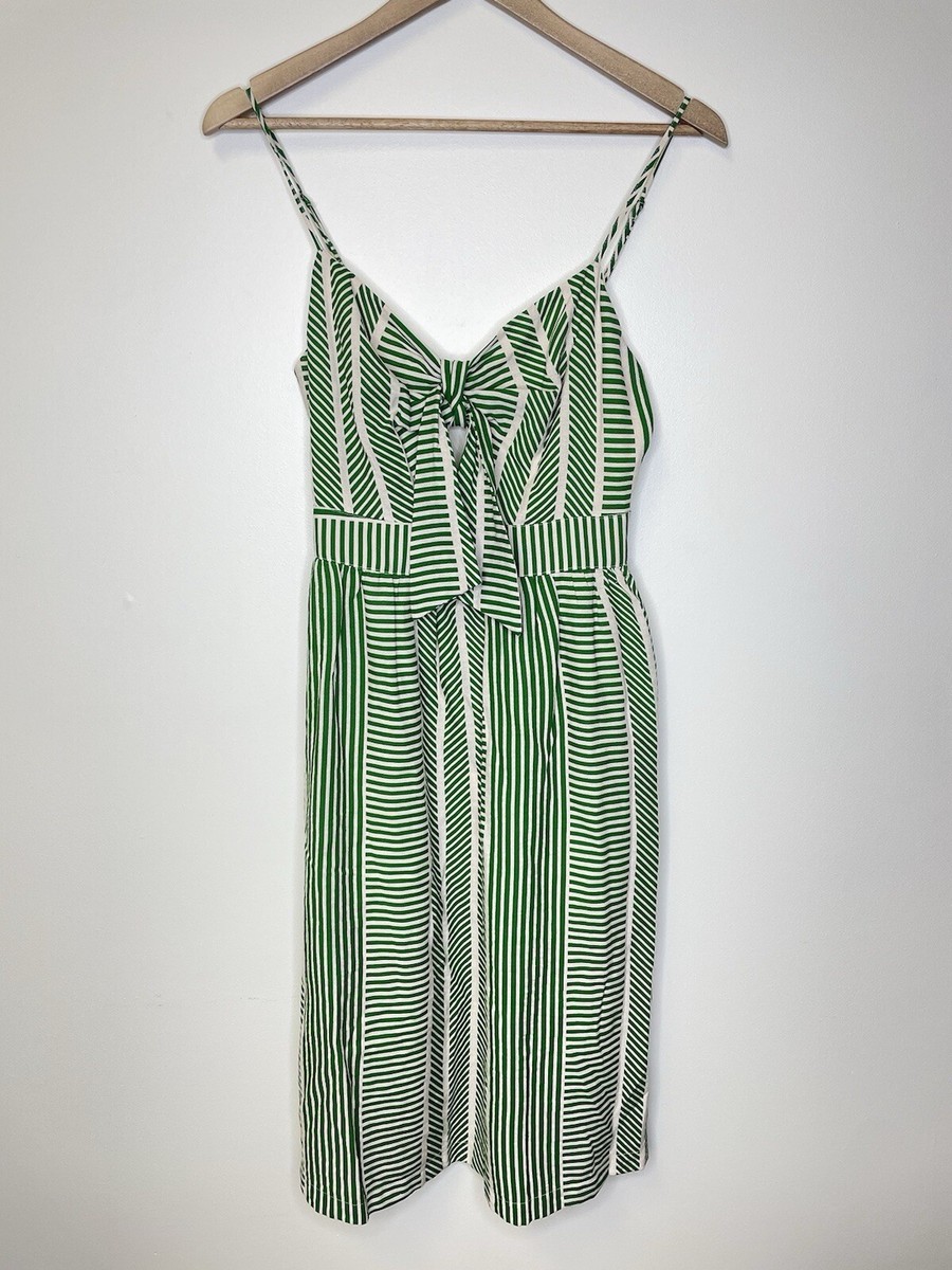 LUSH Women's World Wonder Green Striped Tie Front Midi Dress