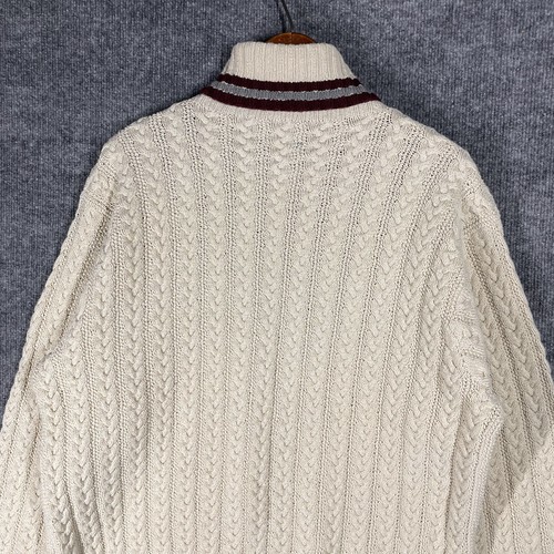 VINTAGE 90s Polo Ralph Lauren Cable Knit Turtleneck Sweater Men Large Fits Small - Picture 11 of 17