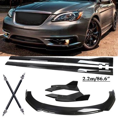 For Chrysler 200 Front Bumper Lip Splitter Spoiler Glossy Black Side Body Kit