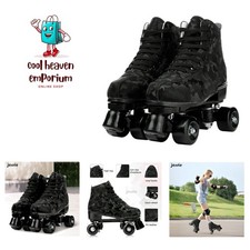 Outdoor Roller Skates Women Adult with Light Up Wheels Black Quad Skating for...