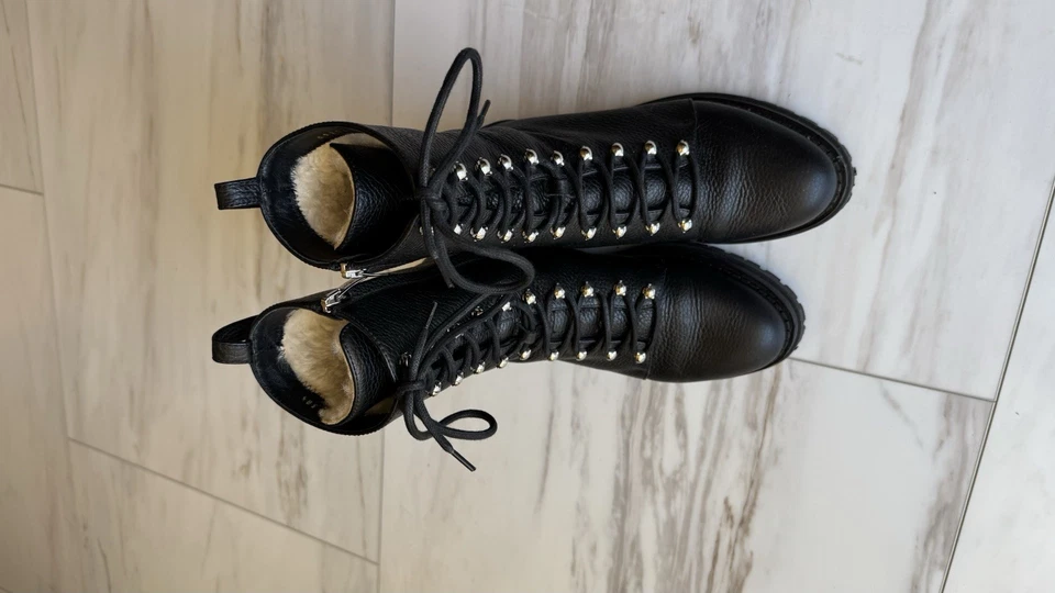 Bota de combate Sergio Rossi Joans con cordones de piel de oveja Foto 3 de 4