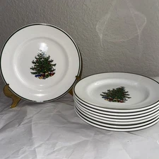 4 Cuthbertson Original Christmas Tree 6" Bread Plates England