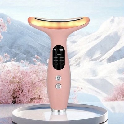 2 Pack 7Color LED Light Relief Therapy Device for Face & Neck, Pink/White