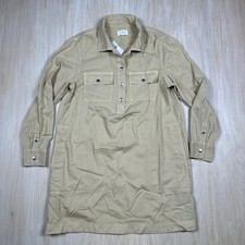 NWT Lou & Grey Utility Shirt Dress Beige Tencel Cotton Snap Button Pocket Medium