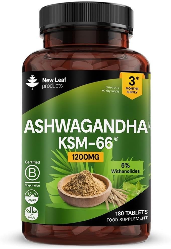 Ashwagandha KSM-66 1200mg - 180 Vegan Root Extract High Strength Tablets