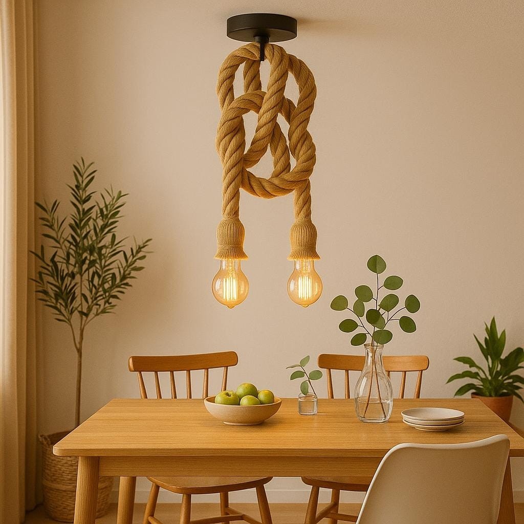 Suspension corde de chanvre luminaire suspendu industriel loft rétro