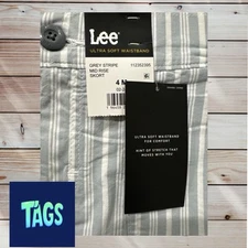 Lee Mid-Rise Skort Grey Stripe, Ultra Soft Waistband, Comfort,Style. Size 4M New