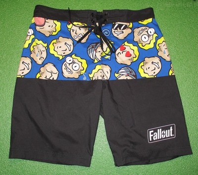 Vintage Bethesda Softworks Fallout Men's Board Shorts, Polyester, Size XL, EUC
