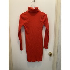 Wild Fable Red Turtle Neck Cable Knit Sweater Dress Size S NWT