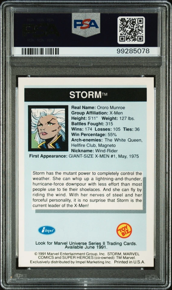 Impel Marvel Universe Storm Toy Biz 1990 1991 promoción PSA 6 muy raro bajo pop Foto 2 de 2