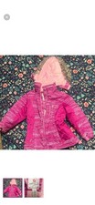 Free Country Girls Pink Hooded Faux Fur Puffer Jacket Mid-Length Full Zip Size 6