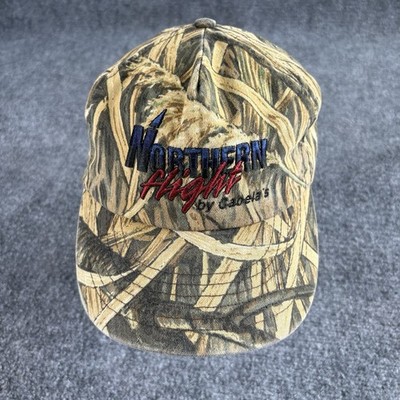 VTG Y2K Northern Flight By Cabela s Camo Hunting Hat Cap Adjustable Strapback