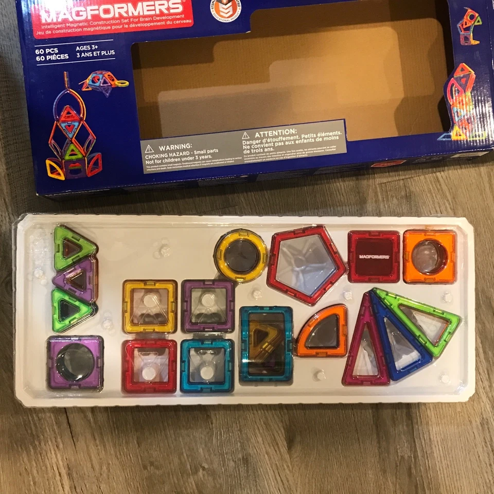 Magformers 60 Piece Set Large Geometric Magnetic Shapes ConstructionCreative Toy - Image 2 of 4