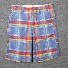Gap Kids Chino Shorts Boys 10 Blue Plaid Flat...